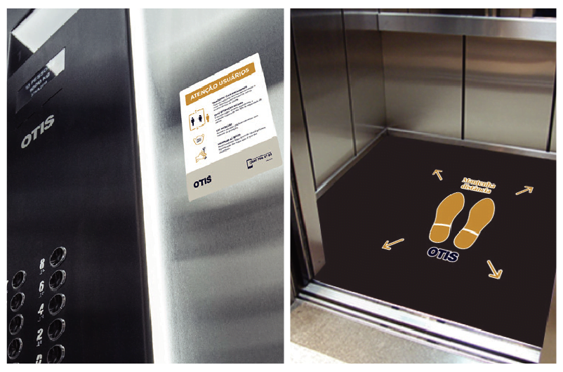 produtos de sanitização e sinalização: kit de sinalização e adesivos para elevadores